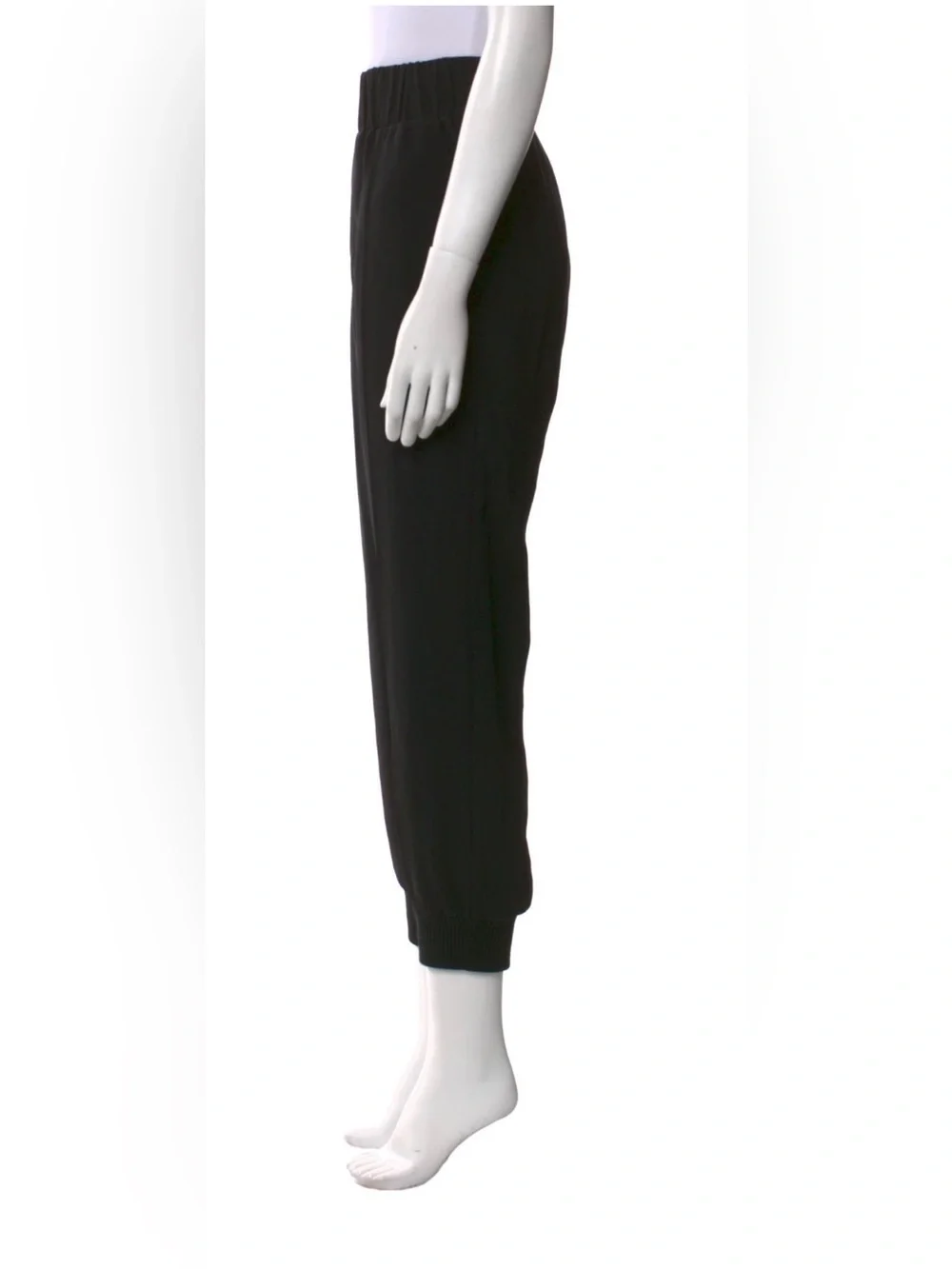 Cinq à Sept jogger Black Crepe Pants M High Rise ribbed Cuff Tapered pull on